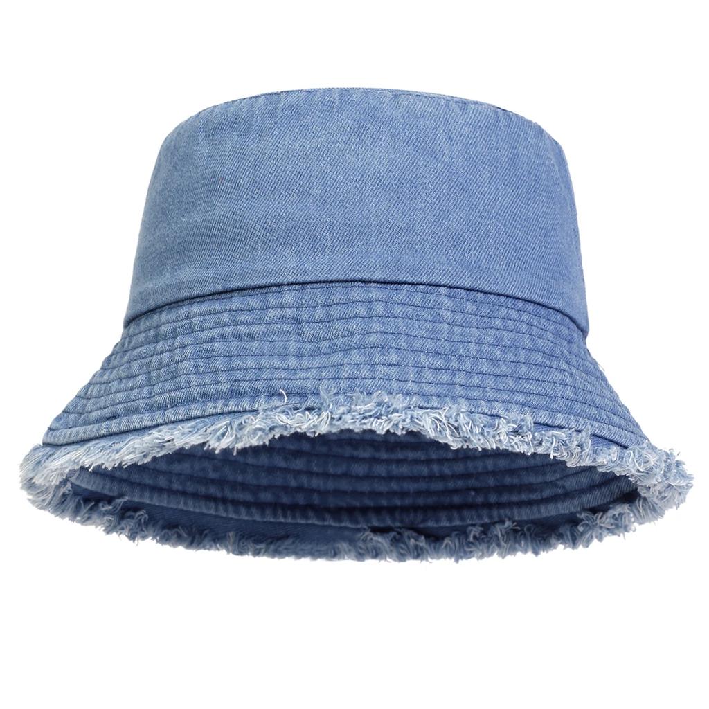 Fisherman Bucket Personality Denim Hole Edge Board Light Neutral Gender Women  Men For Caps Hats Fishermen Outdoor Casual Cap Sunscreen Hat