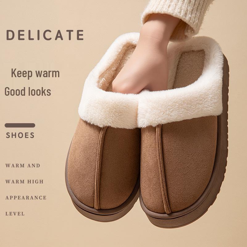 Women's Fluffy Plush Indoor Slippers - Non-slip, Thick Sole, Warm for Autumn & Winter, Step-on Comfort.
