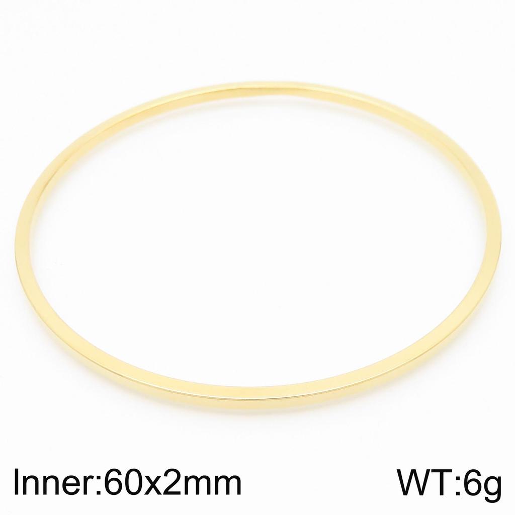 Bague Ronde Multicouche Plaqué Or 18K Style Européen & Américain & Bracelet Jonc en Acier Titane Fil Carré