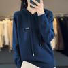 Fashionable Short Knitted Hoodie Women's Spring Autumn Loose Style Korean Design Thick Winter Suitable Full Sleeve Solid