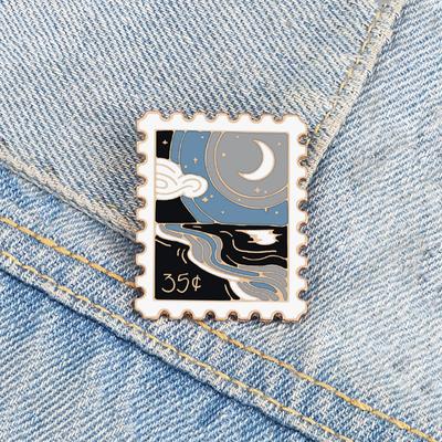 Art Painting Stamp Enamel Pin Beautiful Landscape Starry Sky Moon Brooches for Women Friends Exquisite Bag Badge Lapel Pins Gift