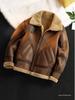 Men's Lambswool-Lined Leather Jacket with Fur Collar - Autumn/Winter Motorcycle Style