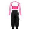 Dětské Dívčí Street Dance Set oblečení Dlouhý rukáv Lesklý flitr Crop Top Dlouhé kalhoty Set dětského oblečení
