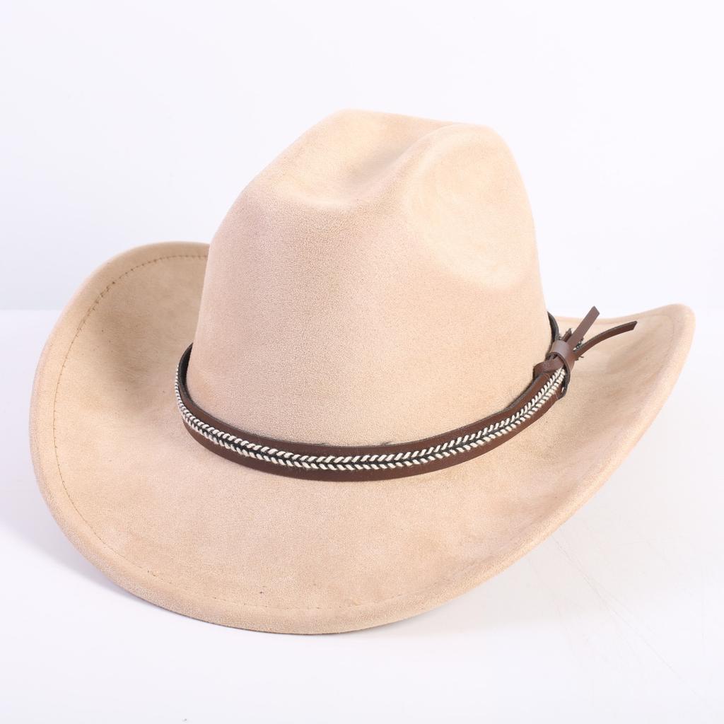 Neue Farbe Western Cowboyhut Herren und Damen Pendler Vielseitig Einfacher Stil Breiter Rand Zylinder Sonnenhut