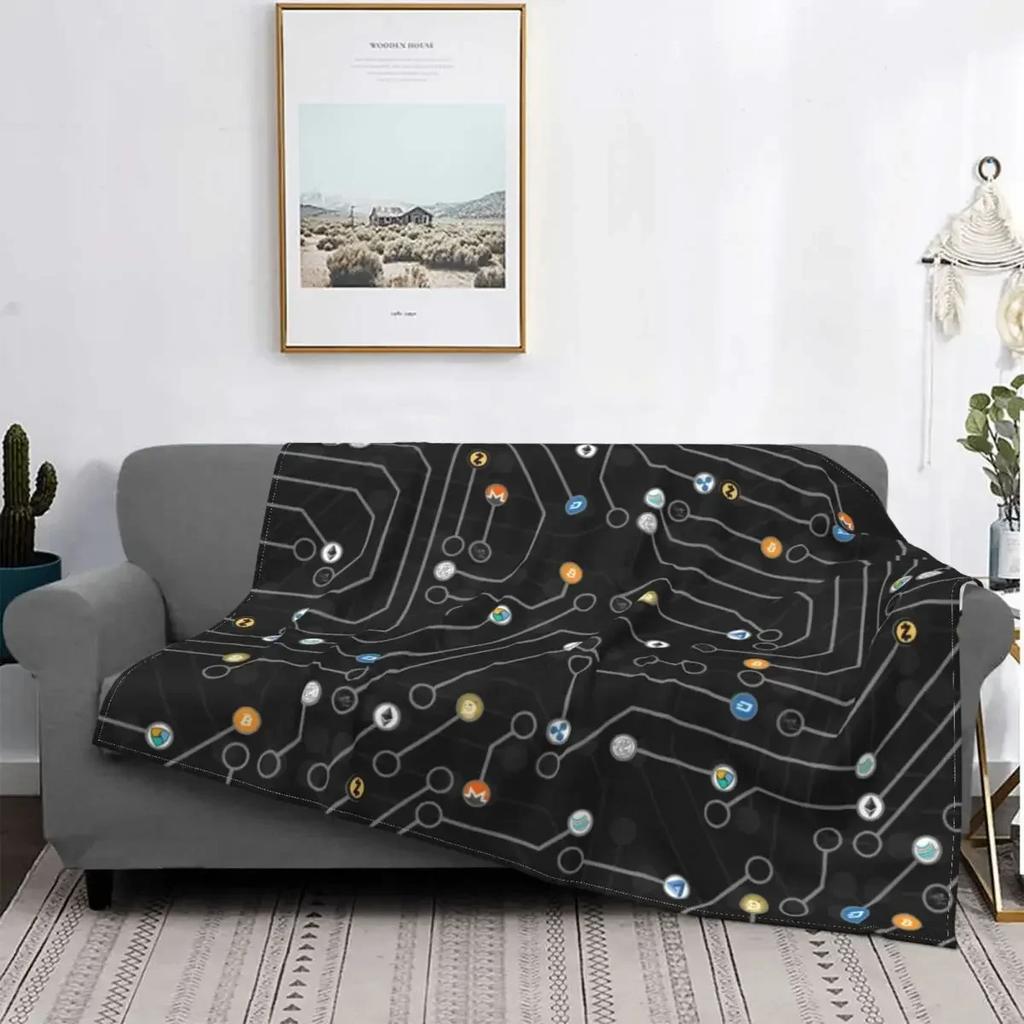 Bitcoin Astronaut Fishing Blanket Soft Flannel Fleece Warm BTC Hodl Space Cryptocurrency Throw Blankets for Bed Sofa Bedspreads