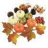 Indoor Harvest Styling Set with Faux Gourds, Natural Trim and Leaf Mix for Shelf and Entryway Indoor Presentation