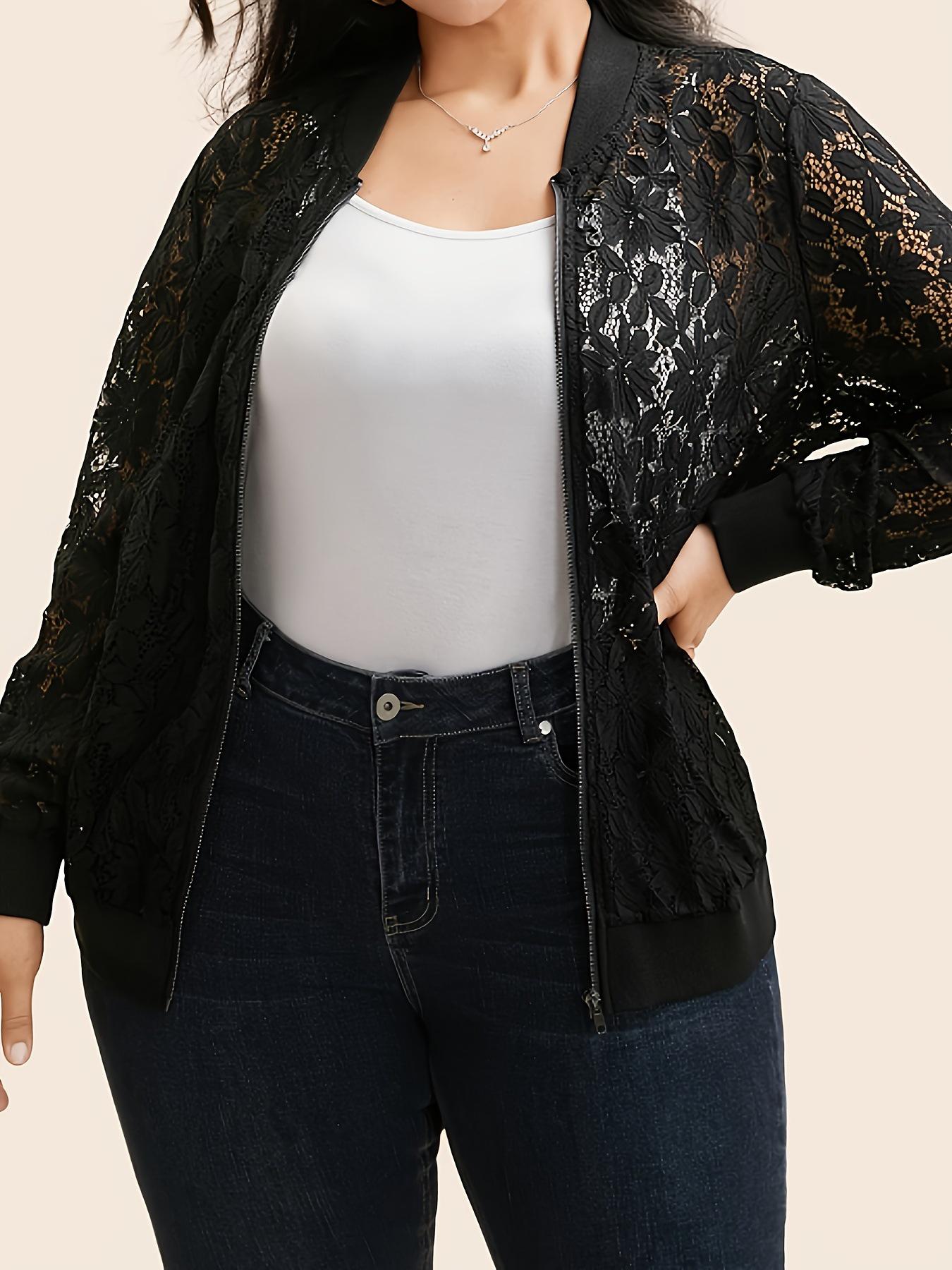 

2026 Women s Spring/Summer Light Sun Protection Lace Zipper Jacket 3XL чорний