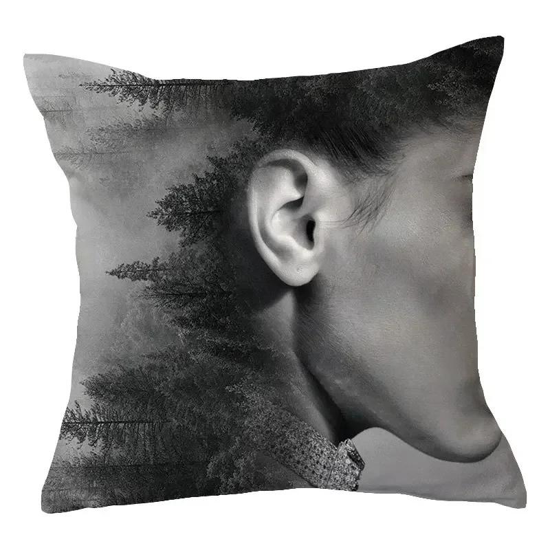 40/45/50cm Sexy Women Print Cushion Cover Decor Sexy Flower Feather Print Sofa Pillowcase Bedroom Home Pillow Case
