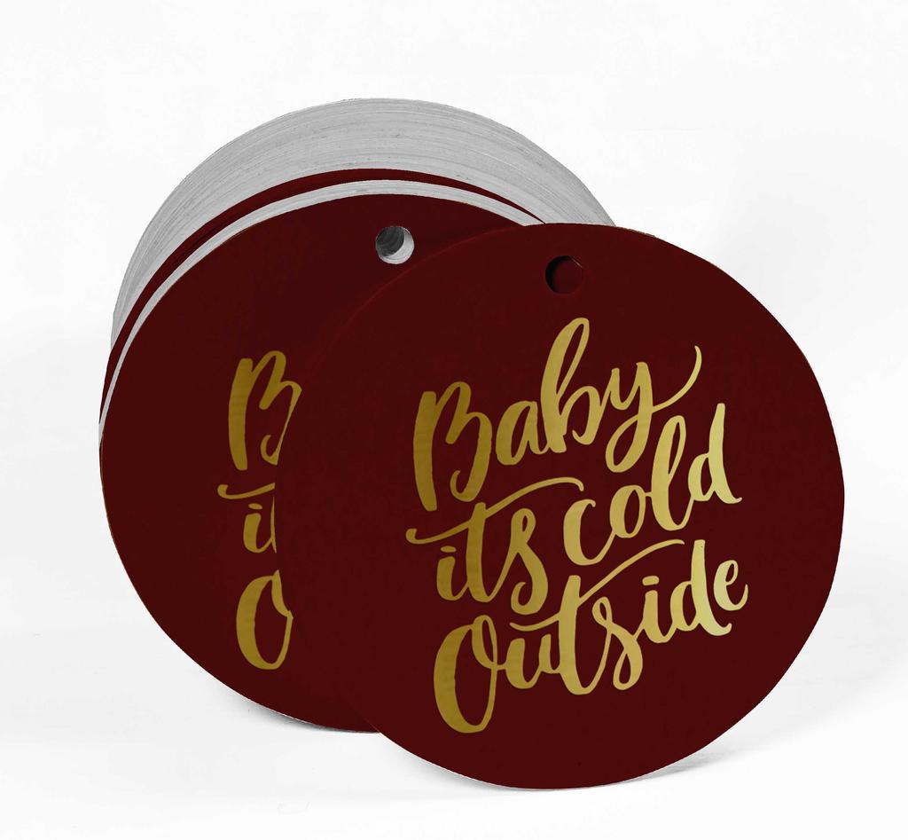 Inkdotpot Real Gold Foil Baby It's Cold Outside Baby Shower Tags Favor Hang Paper Tags 100