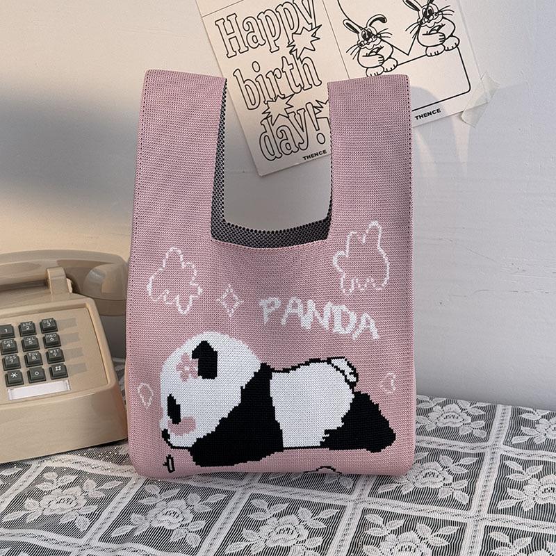 Kuanzhai Alley Souvenir: Chengdu Panda Grandpa Knitted Women's Tote Bag