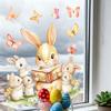 New 2026 Easter Bunny Static Cling Window Sticker for Glass Decoration Reading Companion