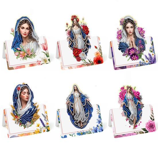 6 Pcs DIY Rhinestone Painting Birthday Gnome Greeting Card Kit 5D Rhinestone Art Birthday Cards for Adults Kids Anniversary Holiday Gifts