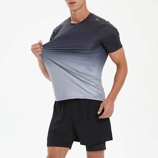 Мужская футболка Топ Круглый вырез Короткий рукав Футболка Топы Стандартная посадка Мягкая Дышащая Повседневная M светло-синий