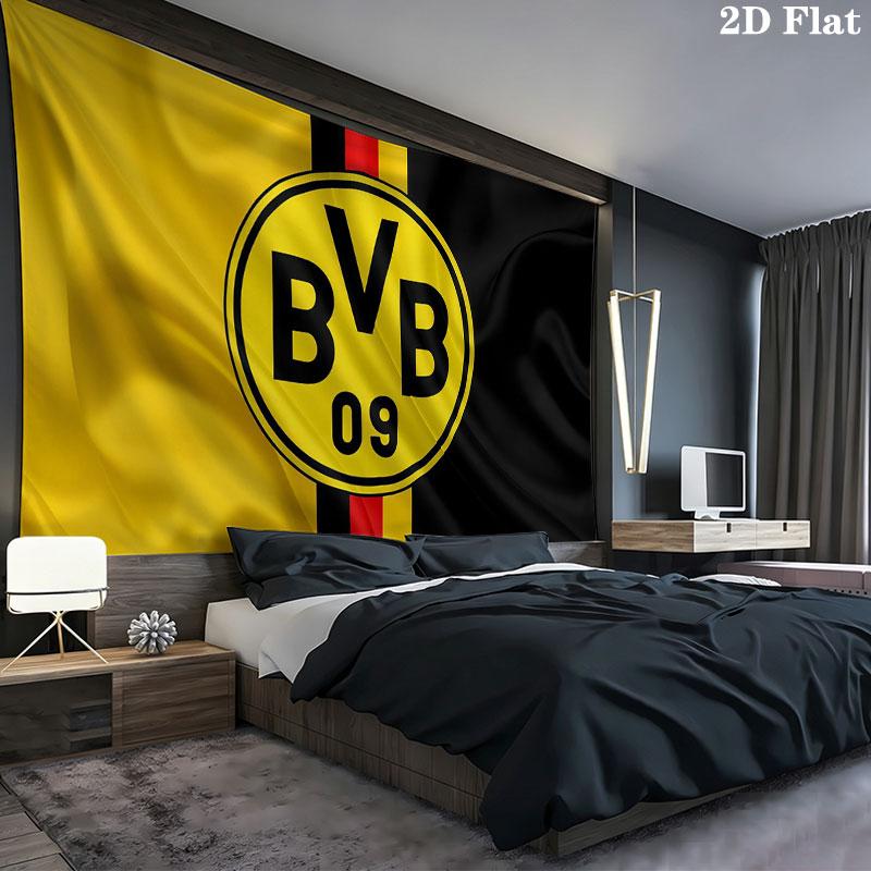 Arazzo da parete Borussia Dortmund, coperta in tessuto stampato estetica, adatta per camera da letto, soggiorno e decorazione domestica.