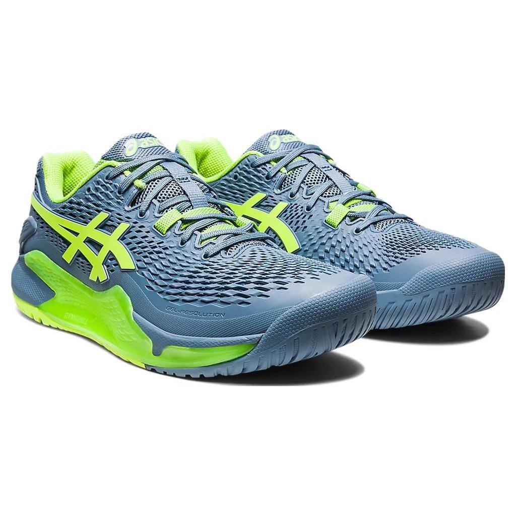 Asics Gel Resolution 9 Steel Blue Hazard Green Men Sneakers 1041A330-400