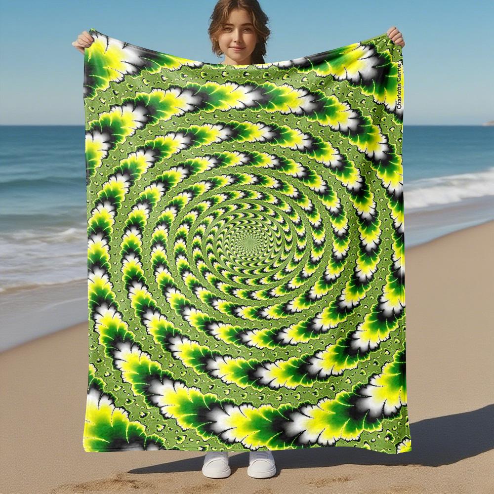 1PC Vortex PatternOutdoor Flannel Blanket - Soft Plush Decor for Picnics, camping, Bedroom, Playroom, Office, or Lunch Break 1286A