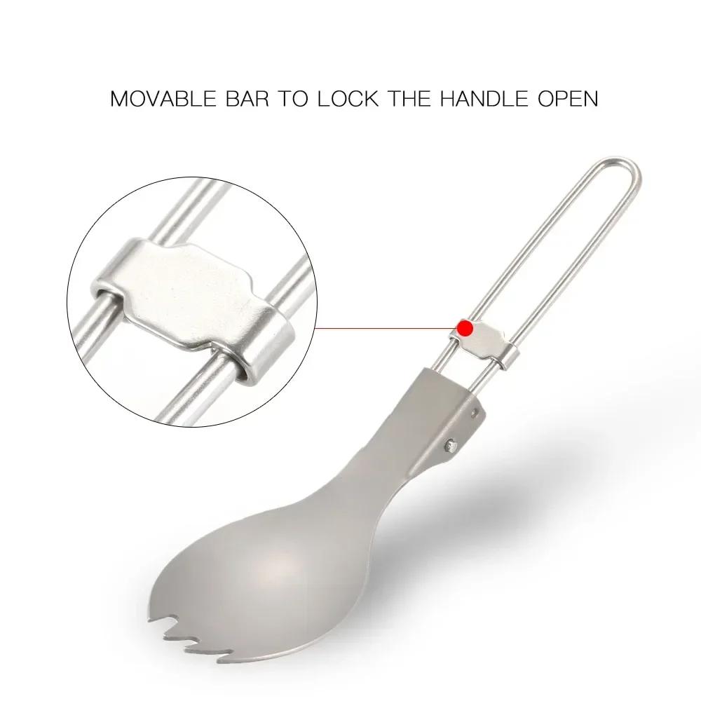 1pc-Folding Spock Outdoor Camping Equipment Hiking Backpack Dinner Spock Utensils cutlery Fork Spoon Hiking