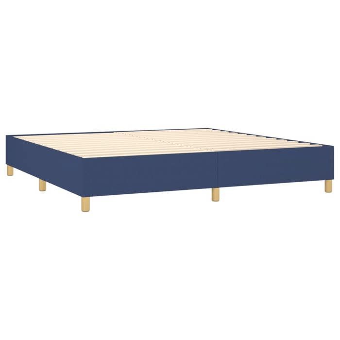 Exclusive House - Slatted Bed Base with Mattress Blue 200x200 Cm Fabric