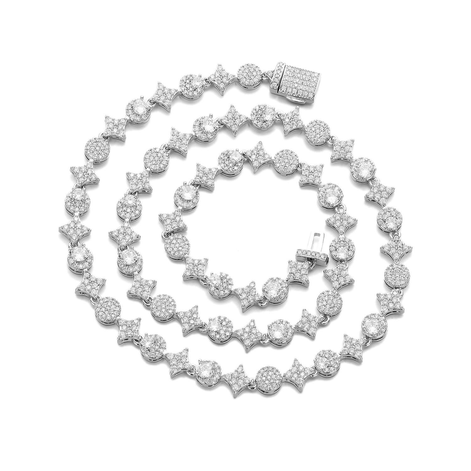 

European and American full zircon tetragonal tennis necklace bracelet 1111 winter hip hop geometric personality jewelry Bracelet 7inch (length about 18cm)