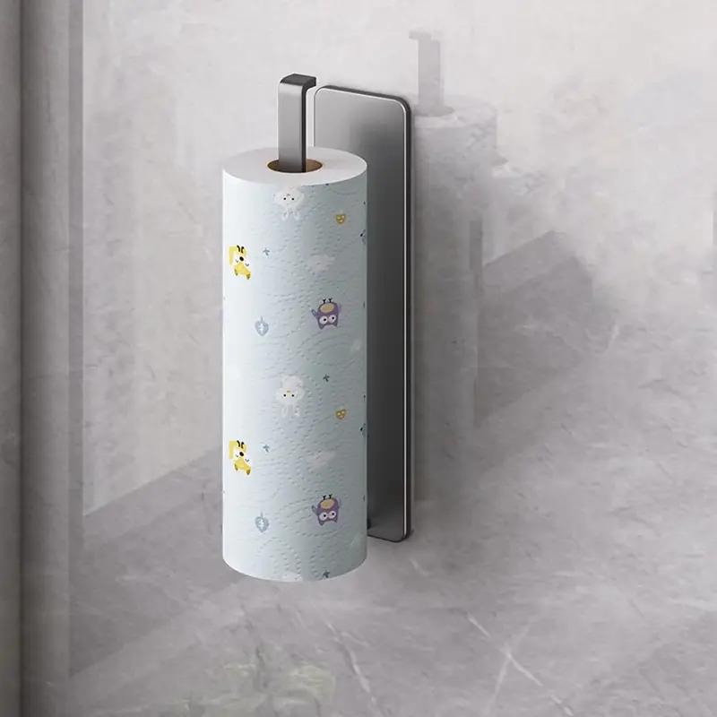 1/2pcs Carbon Steel Paper Towel Holder White/Black/Grey Self-adhesive Fresh Film Storage Rack Aluminum Wall Mounted Kitchen