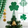 St. Topper de Árvore de Trevo de São Patrício com Base de Primavera Glitter Trevo Irlandês Miniatura Decoração de Topo de Árvore de Natal Ornamento para Festa de Feriado
