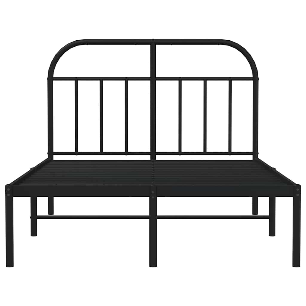 vidaXL Bed Frame with Headboard Metal Black 120x190 Cm