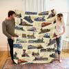 Vintage Train-Themed Blanket - Soft Warm Flannel Bedspread with Locomotive & Railway Track Pattern, Train Design, All-Season Cozy Comforter for Sofa,