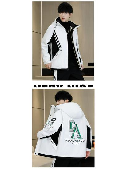 Herren Fleece-gefütterter Windbreaker - Trendige Jacke für Teenager & Mittelschüler (Frühling, Herbst, Winter)