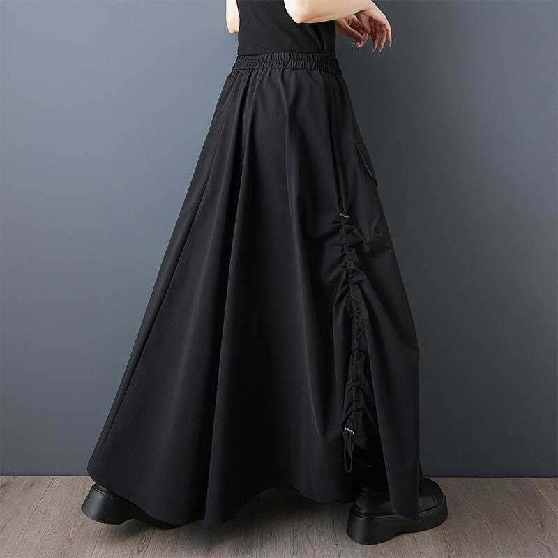 Black Plus Size High Waist Vintage Summer Casual Loose Long for Woman Skirts Womens Skirt