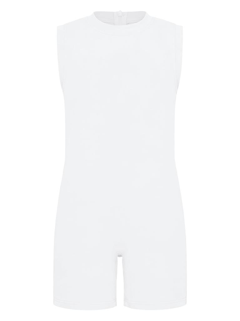 3Pcs Kids Special Needs Adaptive Jumpsuit Round Neck Sleeveless Back Invisible Zipper Solid Color for Easy Dressing Daily Care
