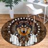 Native American Wolf Headdress Wall Art DecorRound Non-Slip chair mat chair carpet for office Rugs for Office Decor Gift For Valentine's Day Mother's