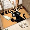VIKAMA Black Cat Humorous Welcome Doormat – Non-Slip, Noise-Reducing Entryway Mat for Hallways, Bathrooms, and Home Decor