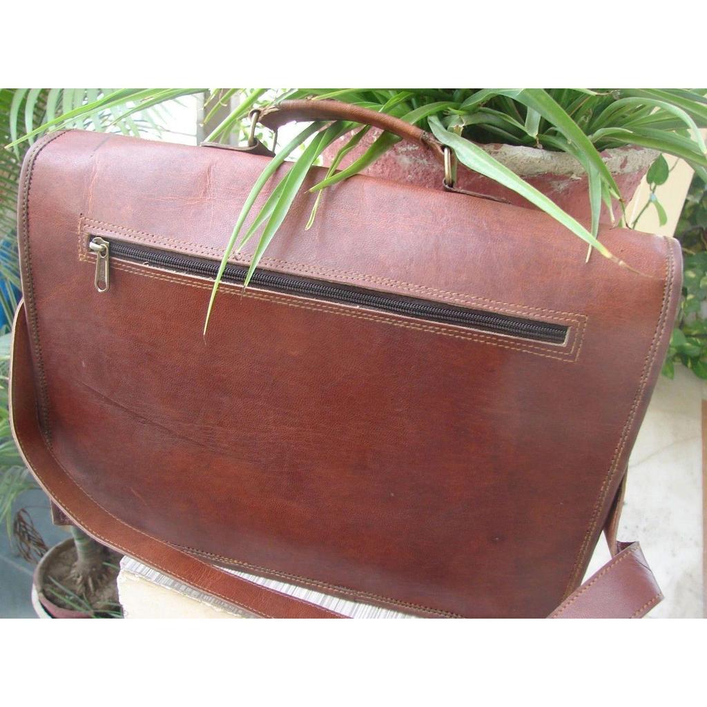 Äkta Läder Budväska Portfölj Axelväska Laptopväska För Män Och Kvinnor Ny