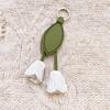 Cute Hanger Tulip Leather Pendant DIY Cartoon Flower Pu Keychain Creative Fashion Bag Charm Car Keyring