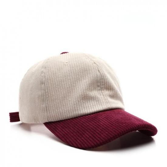 Men Casual Corduroy Baseball Cap Adjustable Strap Two Toned Trucker Hat Summer