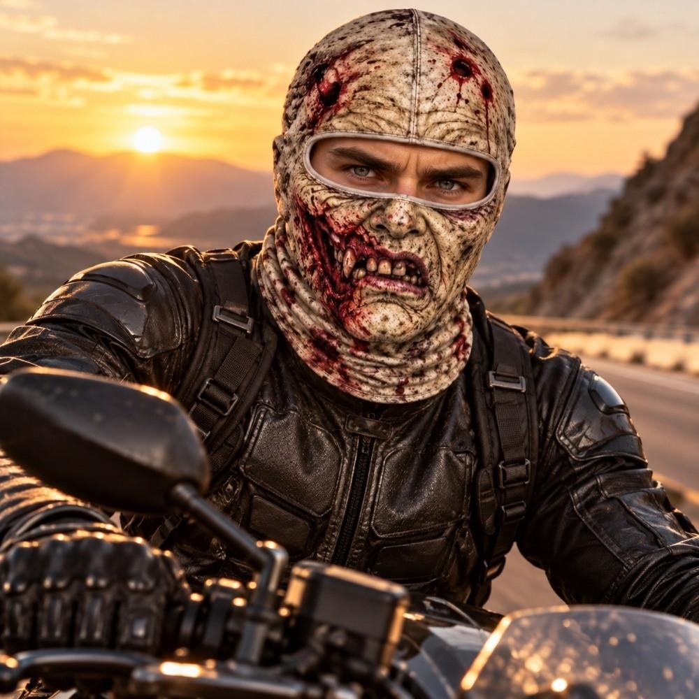 Soft Lightweight Fabric Funny Face Balaclava Breathability Realistic Printed Ski Mask Cycling