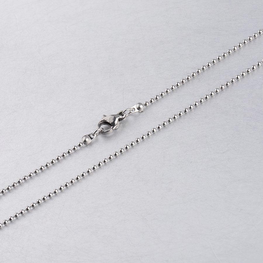 Stainless Steel Round Bead Chain Necklace with Lobster Clasp, 45cm