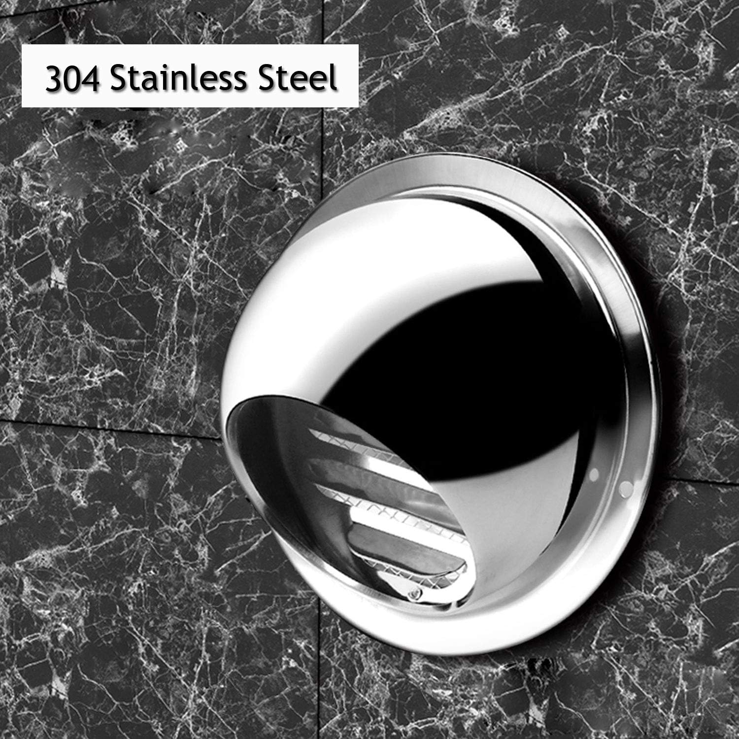 

4Inch 304 Stainless Steel Air Vent Sphere Ventilation Grille Ducting External Extractor Hood Wall Mount Exhaust Covers Vents Outlet 6 Inch