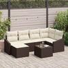 7 Piece Brown Poly Rattan Sofa Set with Cushions