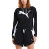 Puma Logo Print Color Block Drawstring Hooded Pullover Long Sleeve Sweatshirt Women Sweatshirt Black 588721-01
