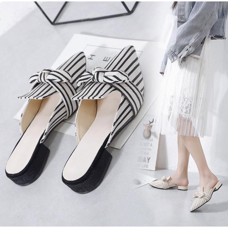 Zapatillas de mujer Pointed Toe Zapatos rayas tacones bajos moda mujeres  sandalias comprar a buen precio — entrega gratuita, reseñas reales con  fotos — Joom