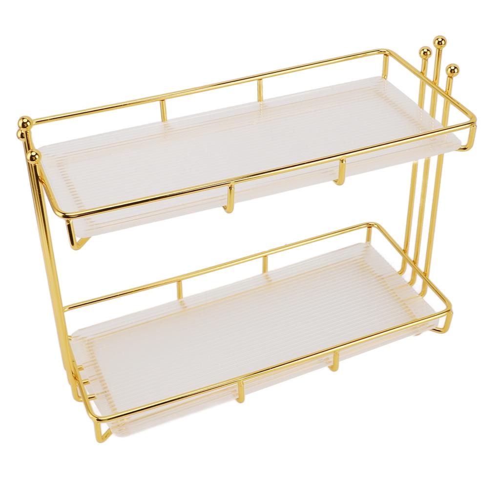 2 Tier Makeup Shelf Organizer Bathroom Countertop Organizer Vanity Tray Dresser Counter Cosmetics Skincare Perfume