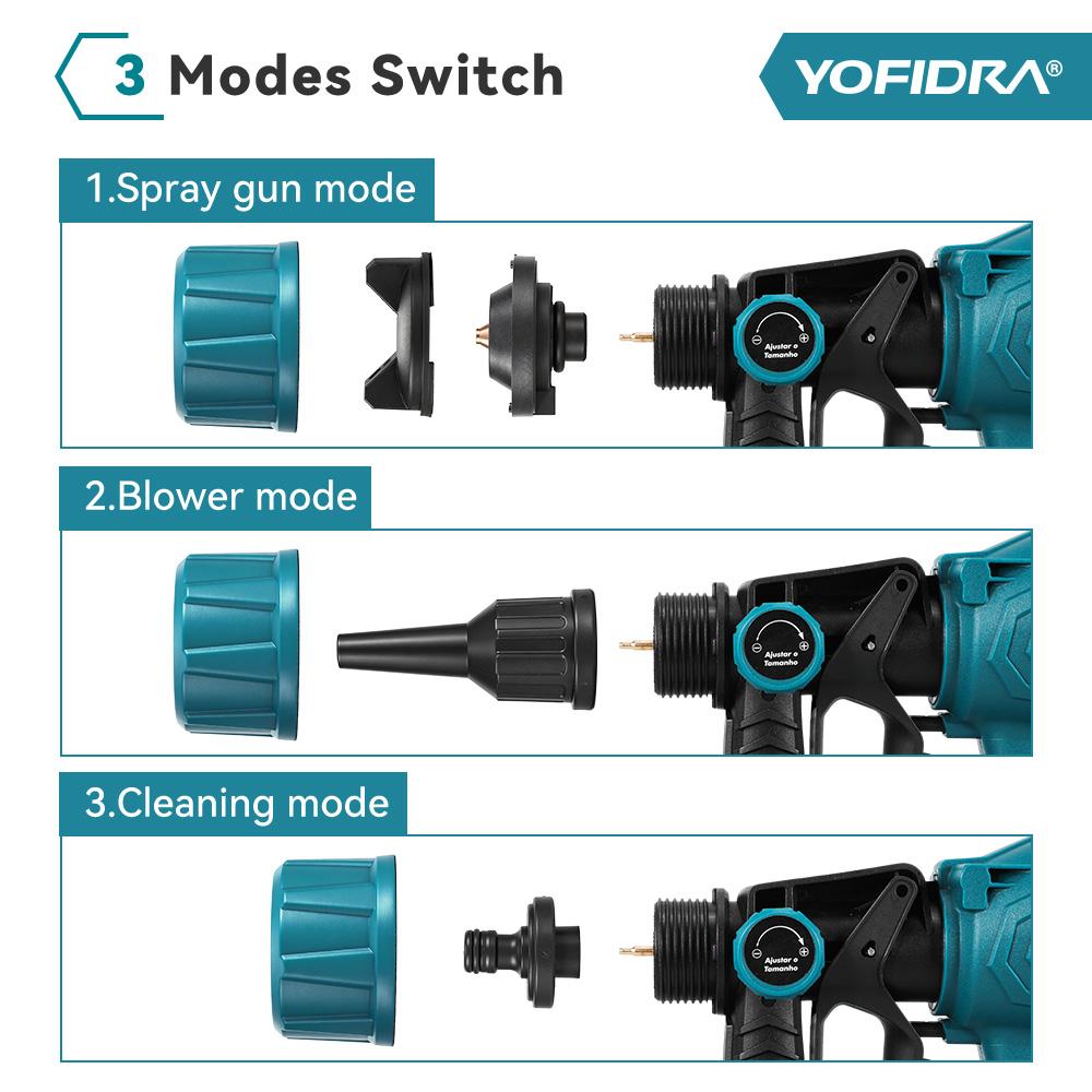 Yofidra 1000ML Electric Spray Paint Gun Home Cordless Sprayer Auto Furniture Steel Coating Airbrush For Makita 21V Battery Pin