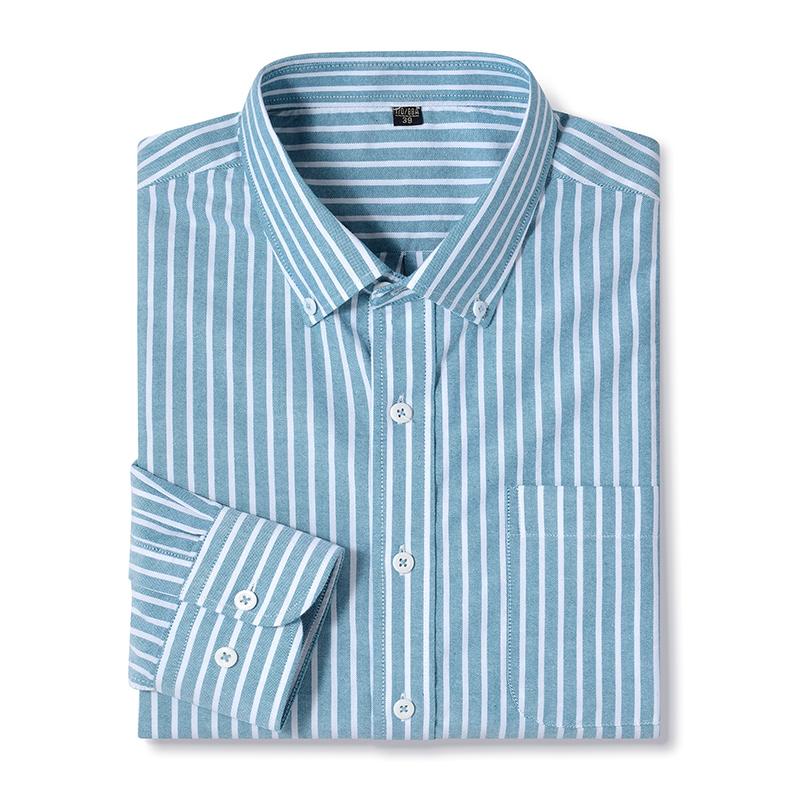 100% Cotton Oxford Shirt Long Sleeve For Men's Social Dress Shirts Soft Comfortable Regular Fit Casual Man Office Shirt 4XL 5XL