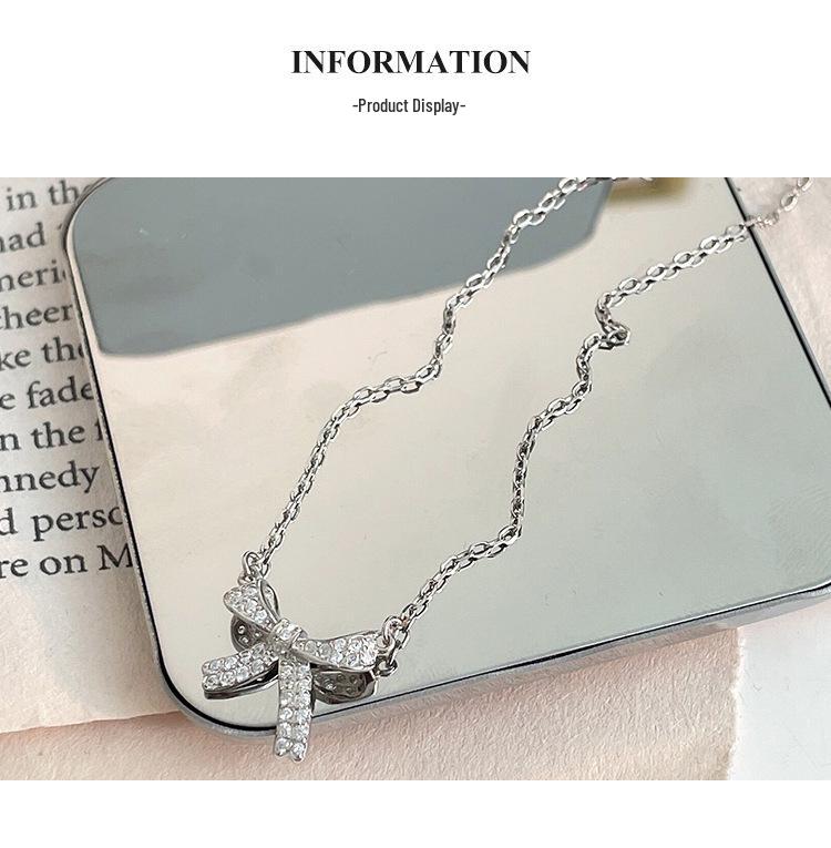 Sterling Sølv S925 Luksuriøst Sløyfe Halskjede - Minimalistisk Kragebenskjede Choker