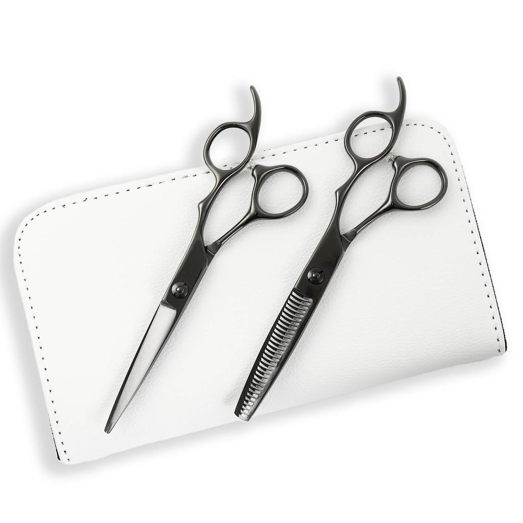 DEEDS Professional Thinning Scissors Set with Forged Finish and 3D Black Titanium Thinning by a Japanese Scissors Ideal for Hairdressers and Handles,