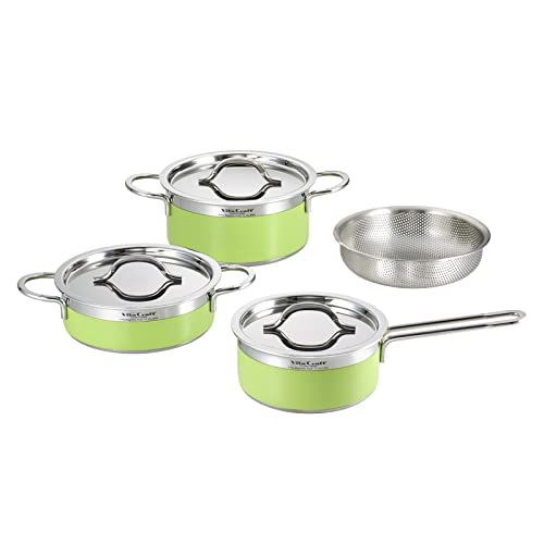 

Vita Craft Colorado 4-Piece Pot Set, Lime, 2601 | Induction Compatible, Includes Saucepan, Saucepan, and Frying Pan (16cm, 18cm) with Lid