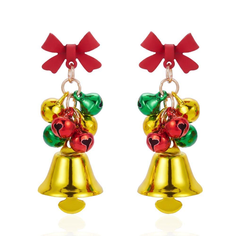 Bell Christmas Earrings Rhinestone Christmas Jewelry Sweet Xmas Drop Dangle Stud New Year