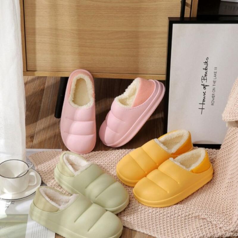 Хлебные Меховые Тапочки Задник Зимние Теплые Меховые Тапочки Pink L