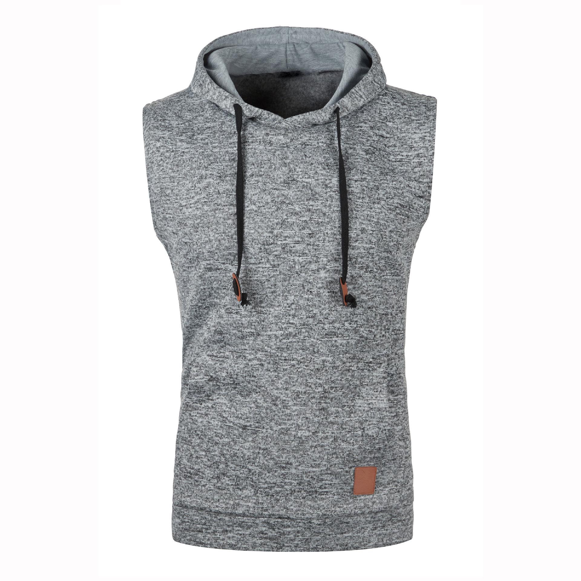 Мужской осенне-зимний приталенный флисовый вязаный жилет-пуловер с капюшоном XXL